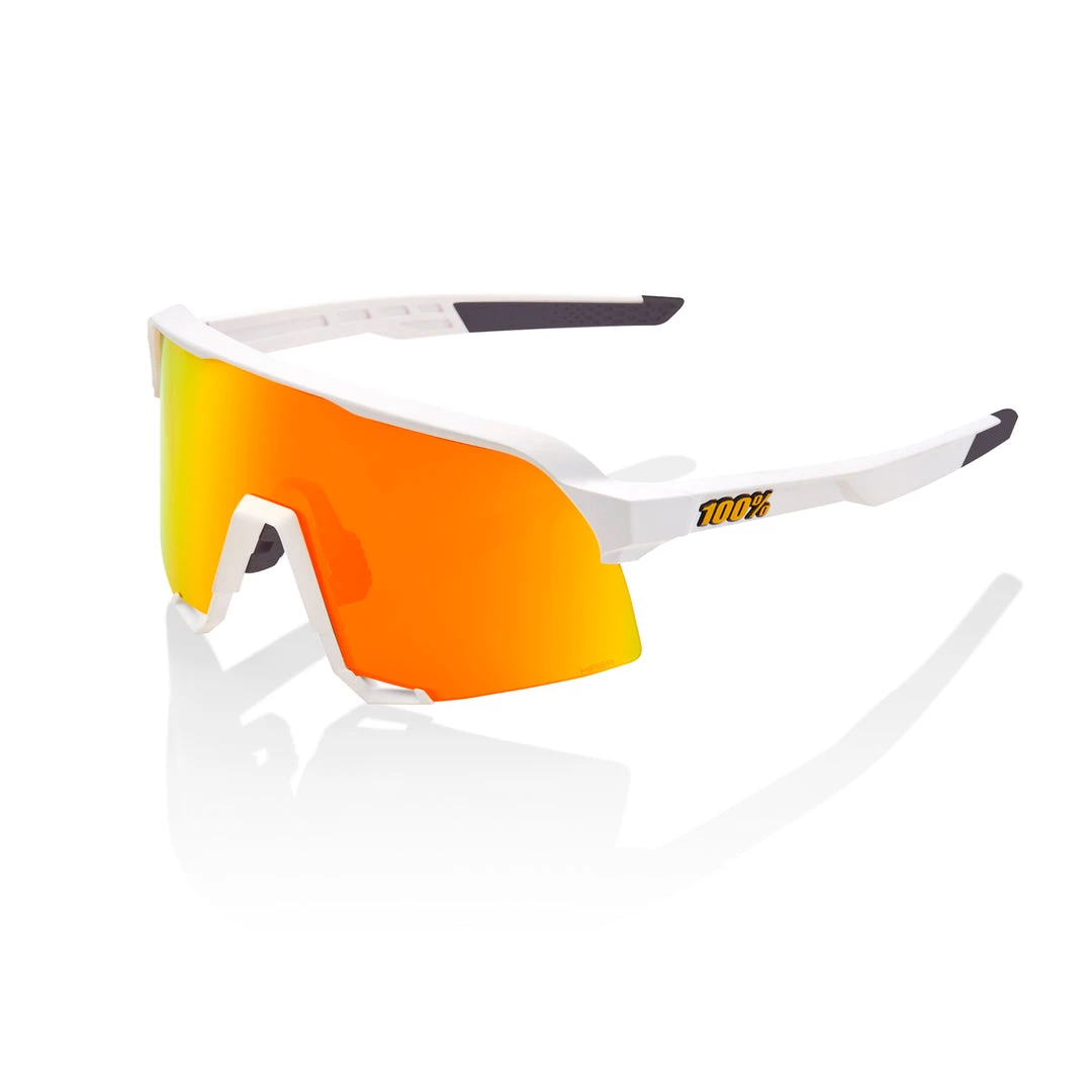 100 Percent S3 Sunglasses - Soft Tact White/Hiper Red Lens 100%