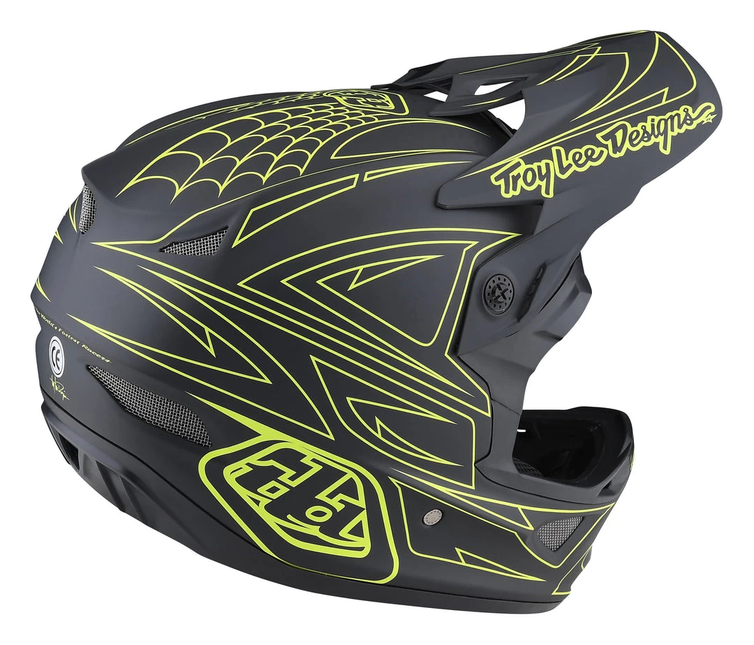 Troy Lee Designs D3 Fiberlite Helmet - Spiderstripe Gray/Yellow Accessories 6 Troy Lee Designs D3 Fiberlite Helmet - Spiderstripe Gray/Yellow Accessories